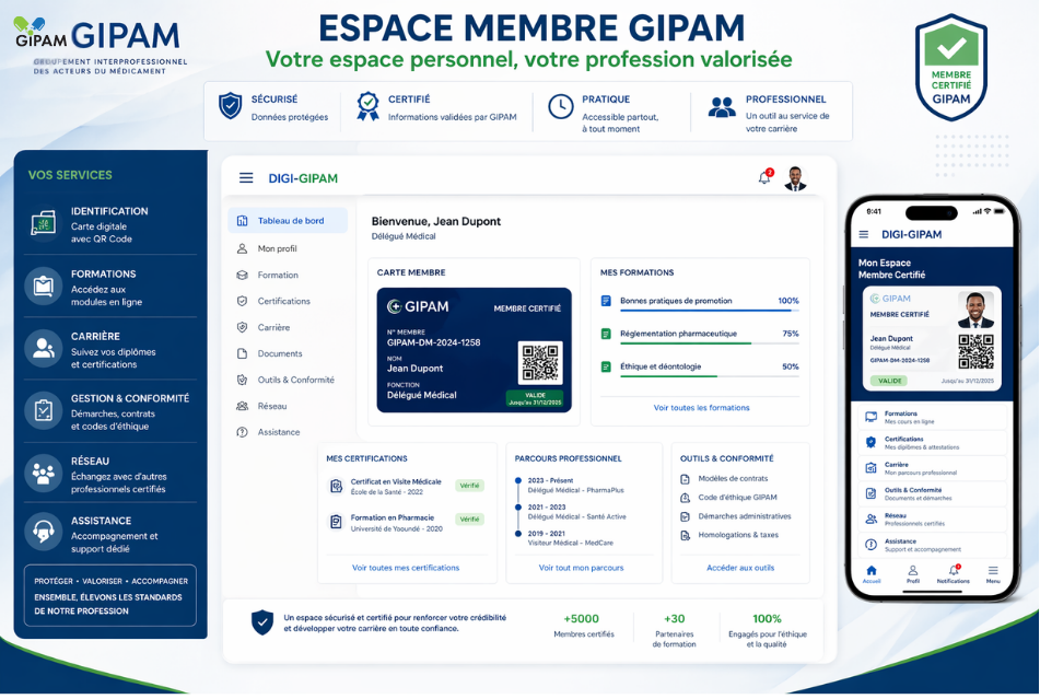 Espace Membre DIGI-GIPAM : Votre Espace Personnel, Votre Profession Valorisée